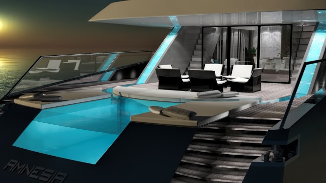 Stern of AMNESIA Yacht Concept