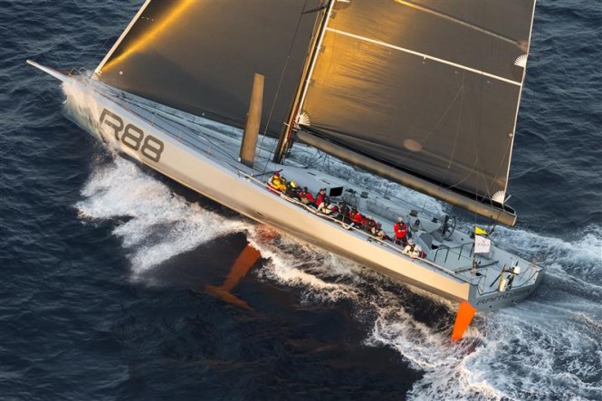 Superyacht RAMBLER 88 (USA) as they round the Northwestern tip of Sicily - Photo by Rolex Carlo Borlenghi