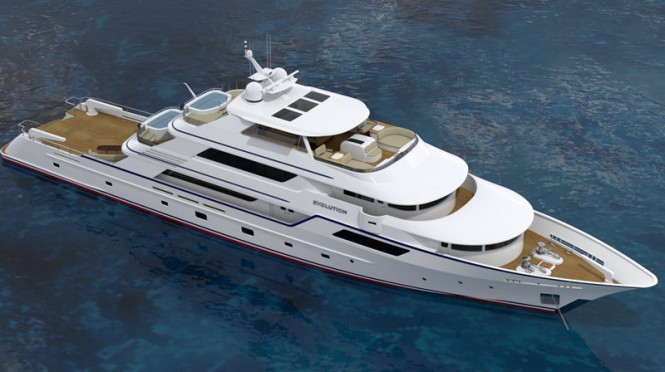 The private yacht profile of the 50m EVOLUTION yacht design