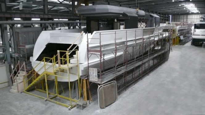 Arcadia 100 motor yacht Hull no. 1 in build