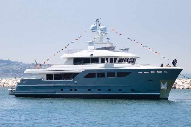 Darwin Class 107 motor yacht STORM by Cantiere delle Marche at launch in July 2015