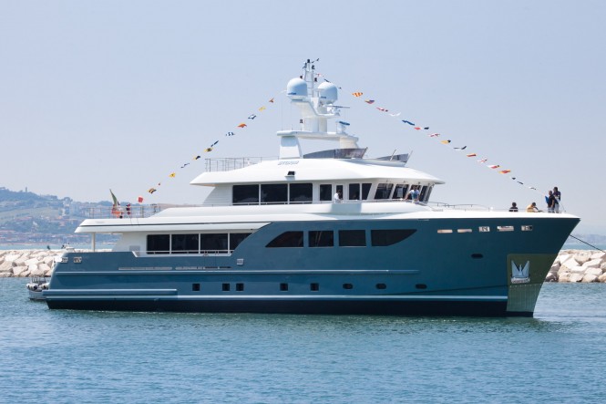 Darwin Class 107 motor yacht STORM by Cantiere delle Marche at launch in July 2015