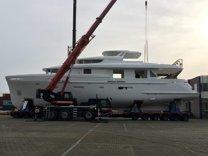Hull and superstructure of Moonen Matica YN198 joined together - Image credit to Moonen Yachts