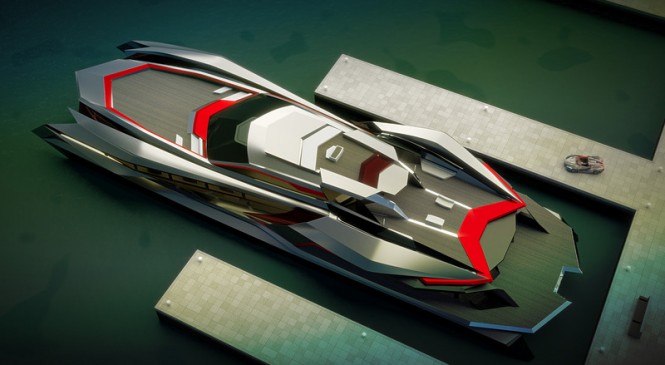 Luxury catamaran KRAKEN concept from above