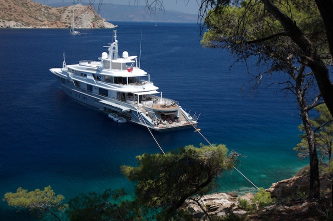Luxury mega yacht SIREN at anchor