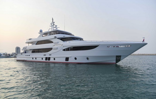 Majesty 135 Yacht by Gulf Craft arrives in Lusail Marina Doha Qatar