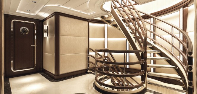 Mega yacht SOMETHING COOL - Staircase - Image credit to Dutchmegayachts