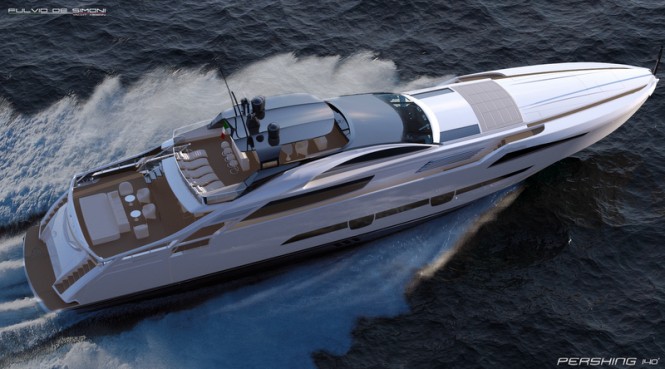 Motor yacht Pershing 140 from above