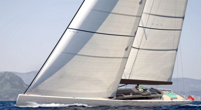 Striking 62m performance sloop under sail