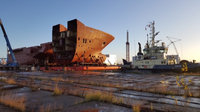 116m Kleven Explorer Yacht Support Vessel NB 370 - Hull sections - Photo by CGI Shipbuilding