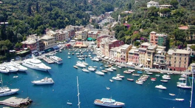 Aerial view of Marina di Portofino