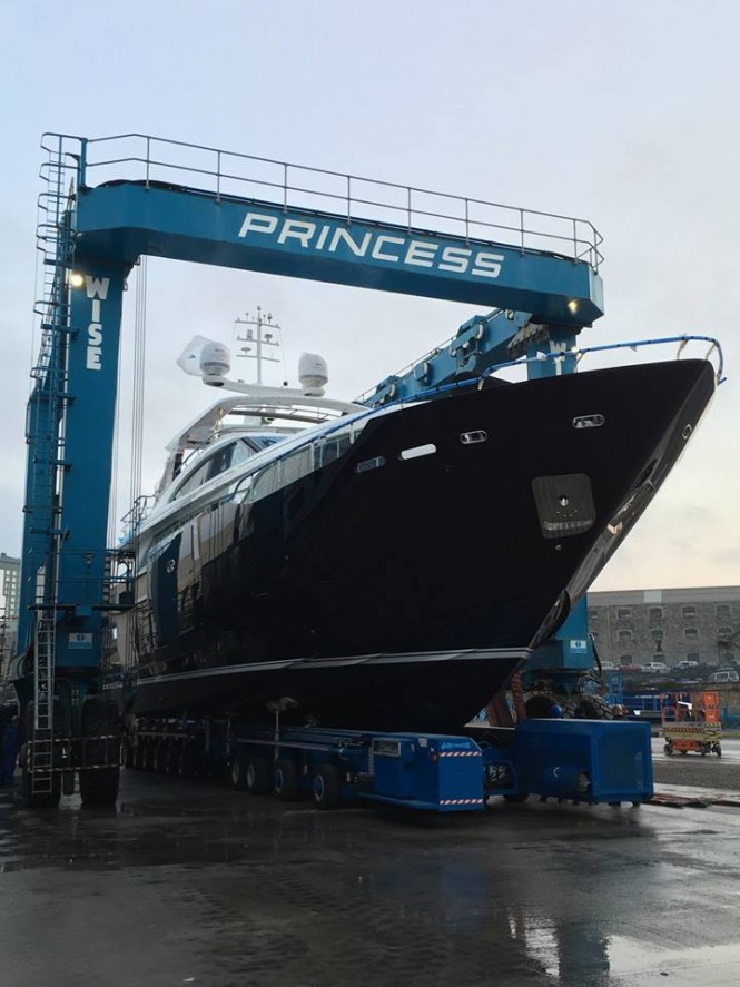 First Princess 30M at final stage of construction - Image credit to Princess Yachts International plc