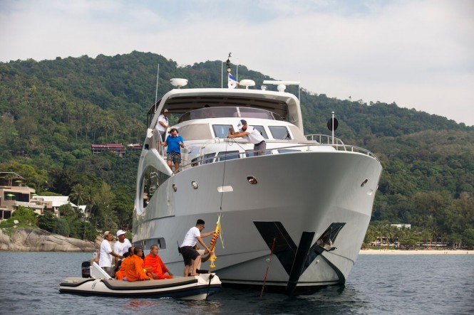 Monks arrive to do 'Blessing of Fleet' at ASR - Photo credit to Asia Superyacht Rendezvous
