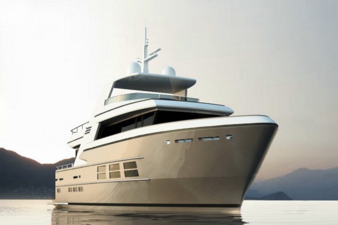 Rendering of the 24m Drettmann Explorer Yacht