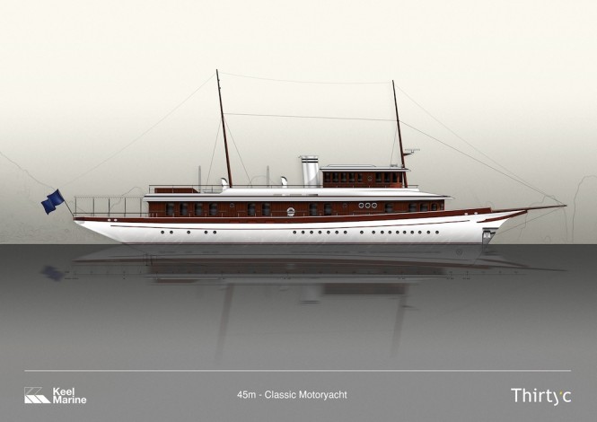 45m Classic Superyacht - Image credit to ThirtyC