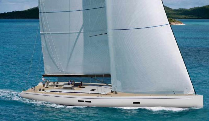 Rendering of First Swan 95 currently in build at Nautors Swan