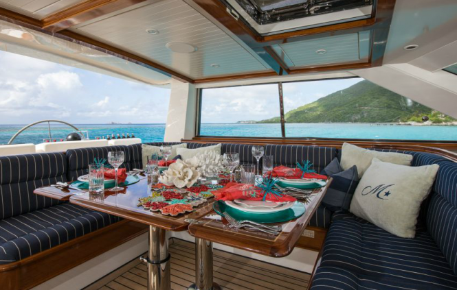 Al fresco dining aboard MARAE