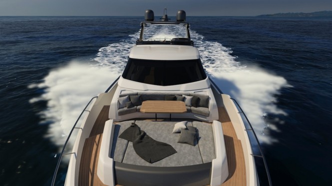 Ferretti Yachts 850 bow lounge