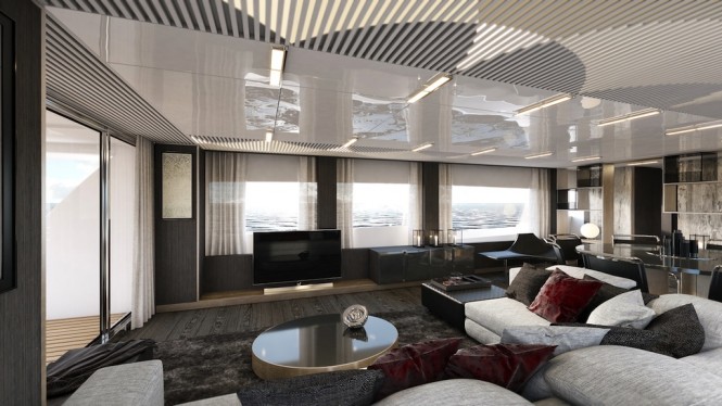 Ferretti Yachts 850 - saloon side view