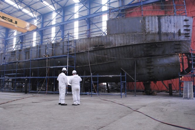 CUTLASS under construction at Tansu Yachts