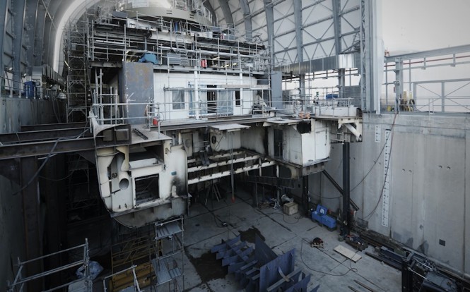 Final stern cutting completed, including most of the keel, in preparation to receive the new blocks (Amico & Co:Freaklance)
