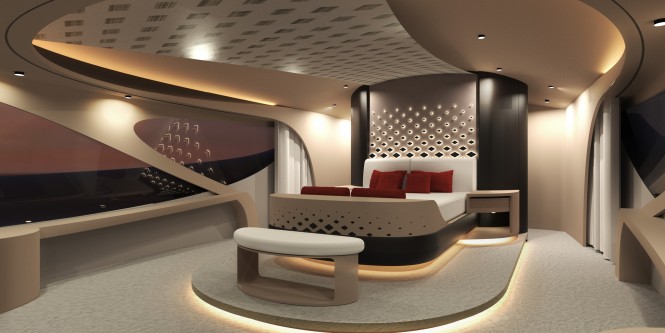 Interior Accommodation - Luxury Superyacht concept CERCHIO designed by Baoqi Xiao