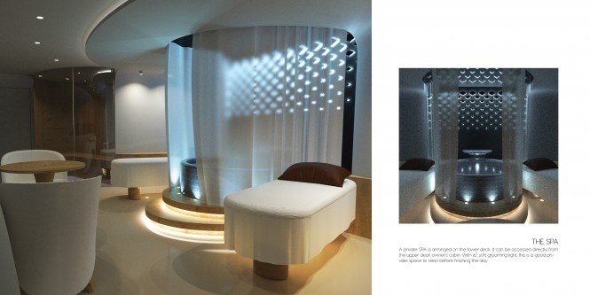 Spa - Saloon and Dining - Interior Accommodation - Luxury Superyacht concept CERCHIO designed by Baoqi Xiao