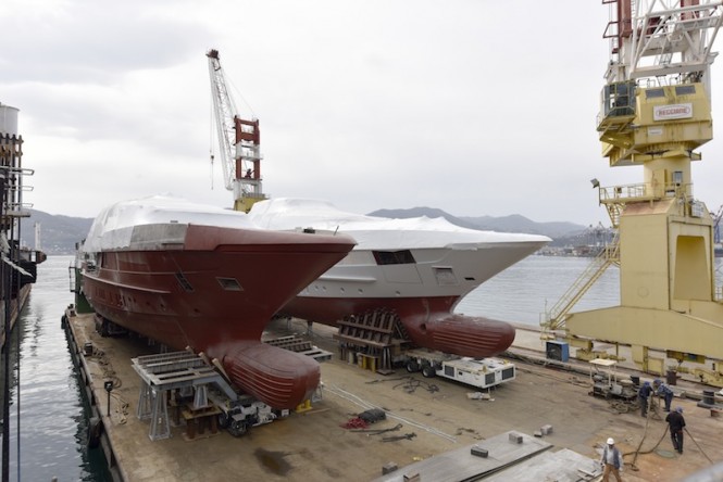 Moving two 52m Sanlorenzo Yachts to La Spezia yard facility
