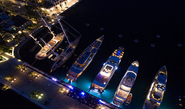 The Superyachts line up on the dock
