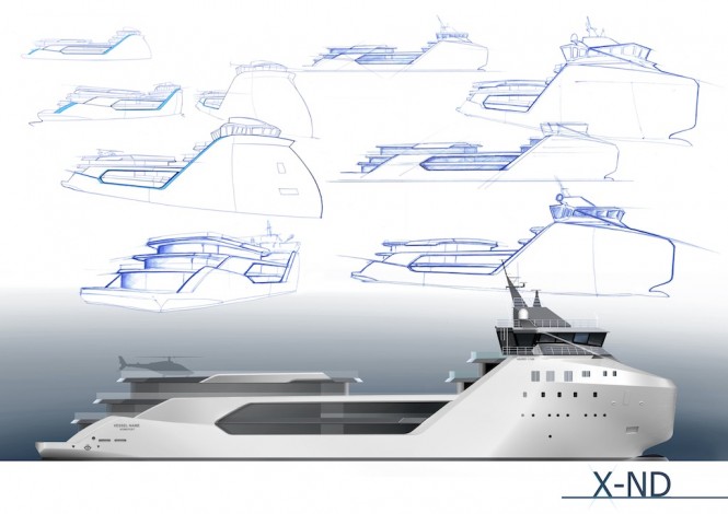 VARD Explorer Superyacht Project KILKEA - Side Profile and Sketch