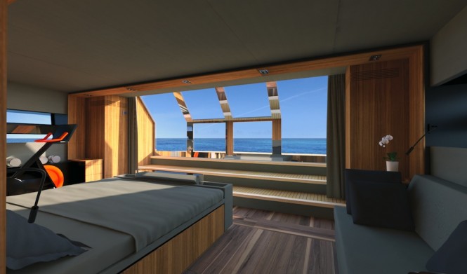 Wally Casa aft Owners' suite opening onto Terraca-on-the-sea