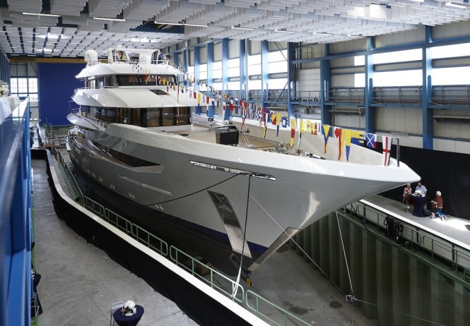 JOY at her launch at Feadship shipyard