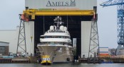Amels yacht HERE COMES THE SUN at her Launch