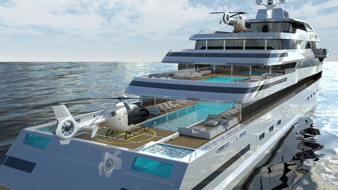Aft Deck - The Gill Schmid 110m HALYCON super yacht design project