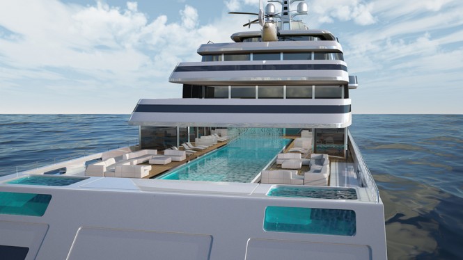 Pool area and aft deck - The Gill Schmid 110m HALYCON super yacht design project