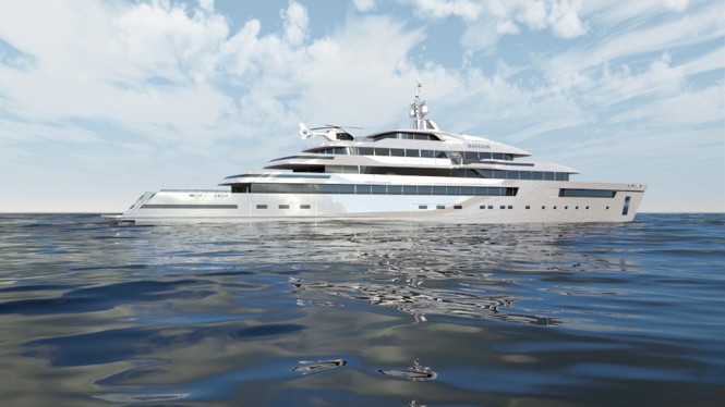 Side Profile - The Gill Schmid 110m HALYCON super yacht design project