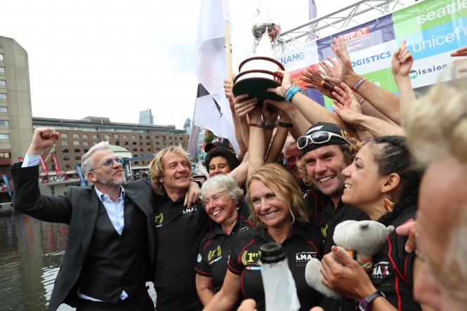 The crew of LMAX - winners of the Clipper Round the World Yacht Race 2016