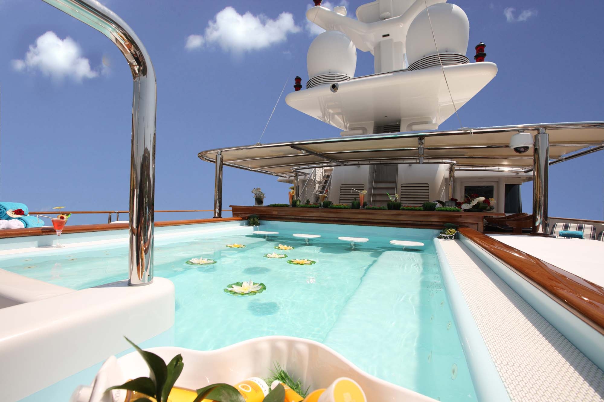 pool behind yacht