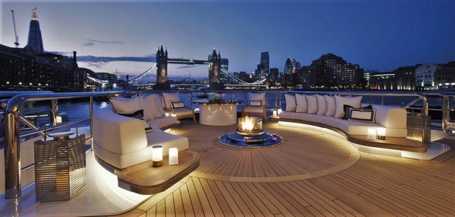 Luxury yacht KISMET - Fire place on the lower aft deck
