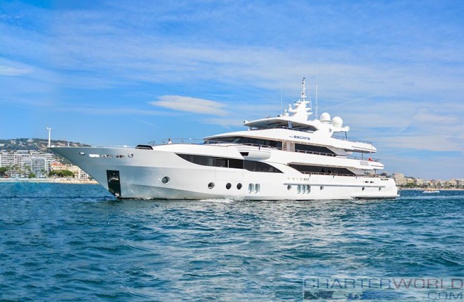 Gulf Craft's Flagship Majesty 155 entering the Cannes Port for the Cannes Yachting Festival