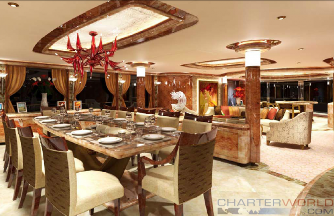 Luxury yacht LADY SARA - Dining area attached to main saloon