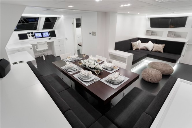 Main salon inside S/Y LEVANTE