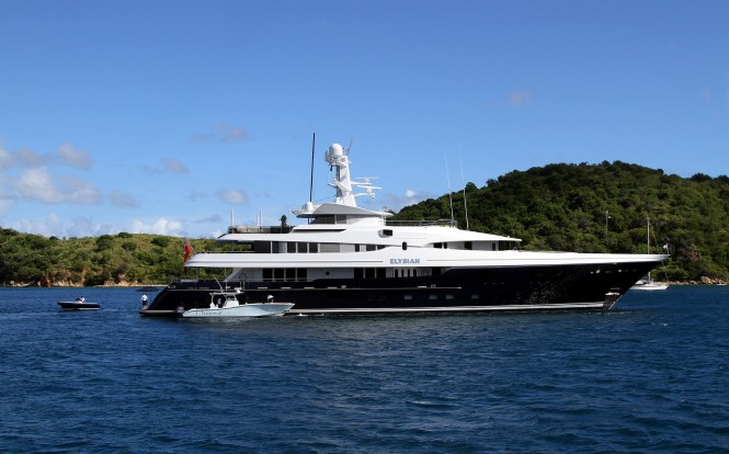 Superyacht Elysian off Norman Island. Photo by Anoldent