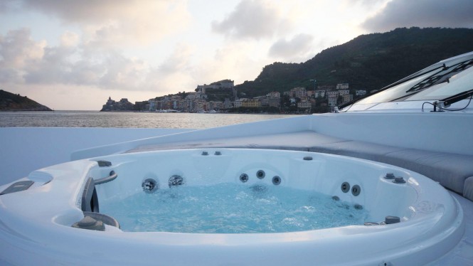 Luxury yacht AURORA - Spa pool on the bow. Photo credit: Technomar