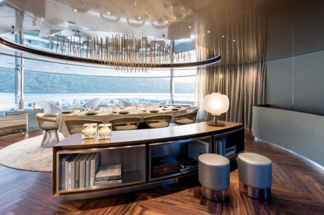 Dedicated dining space aboard M/Y SAVANNAH from Feadship