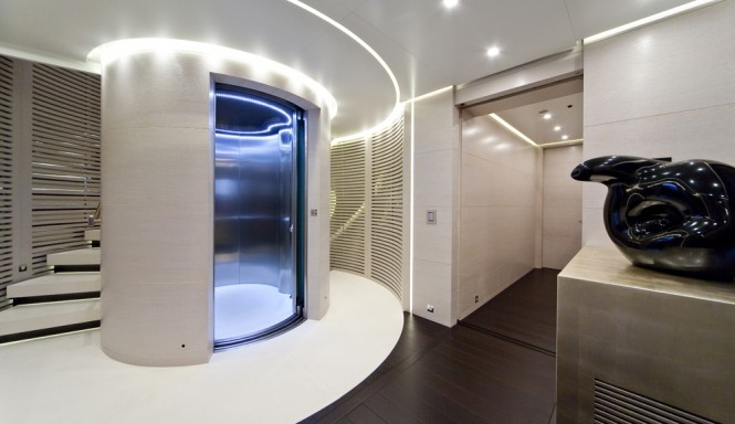 Elevator connecting decks on superyacht BARAKA
