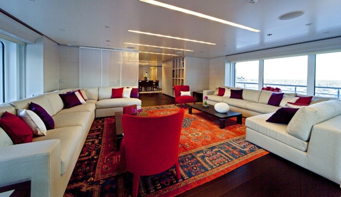 Inviting saloon for socialising aboard BARAKA