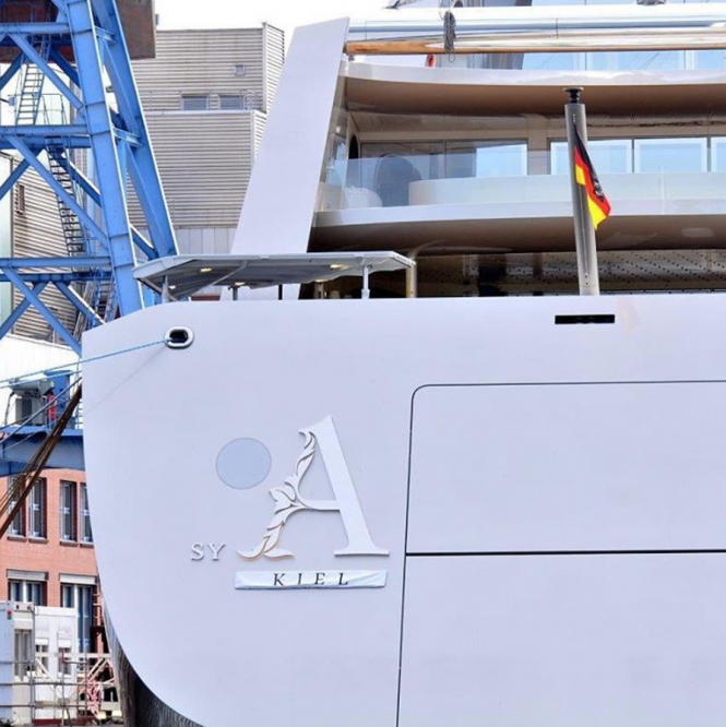S/Y A photographed in Kiel, Germany by @kieler.nachrichten