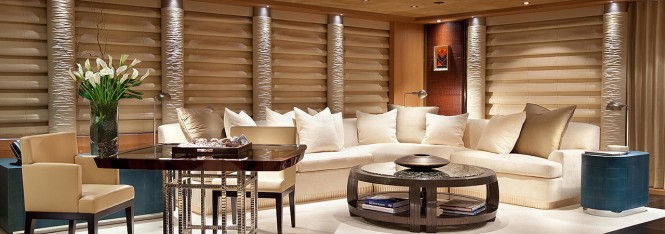 Superyacht Sunrays. Main deck salon aft. Photo courtesy of Oceanco.