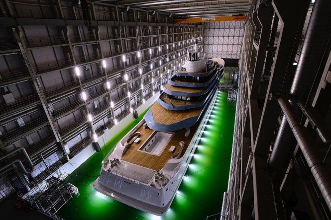 Superyacht Jubilee in the Oceanco Shed before launch as the largest Dutch private pic by Francisco Martinez